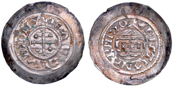 MILANO. CARLO IL GROSSO Imperatore, 880-888. Denaro di stampo largo.