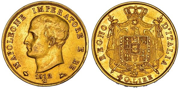 MILANO. NAPOLEONE I, 1805-1814. 40 lire 1812 (contorno con legenda in incuso).