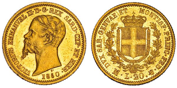 REGNO DI SARDEGNA. VITTORIO EMANUELE II DI SAVOIA, 1849-1861. 20 Lire 1860. Milano.