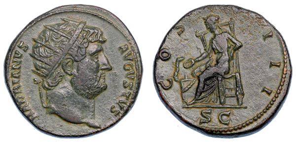ADRIANO,  117-138. Dupondio, anni 119-139.