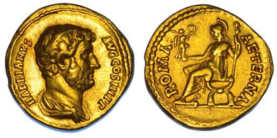 Adriano, Aureo con Roma Aeterna ( anni 134-138 )