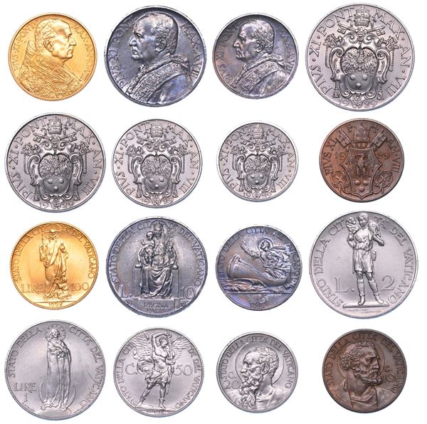 VATICANO. PIO XI, 1922-1939. Lotto di otto monete.