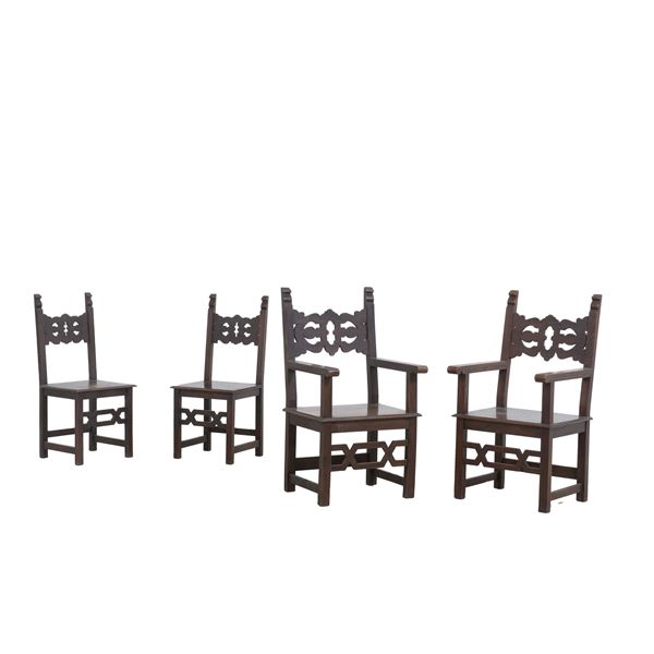 Due poltrone e due sedie in stile seicentesco