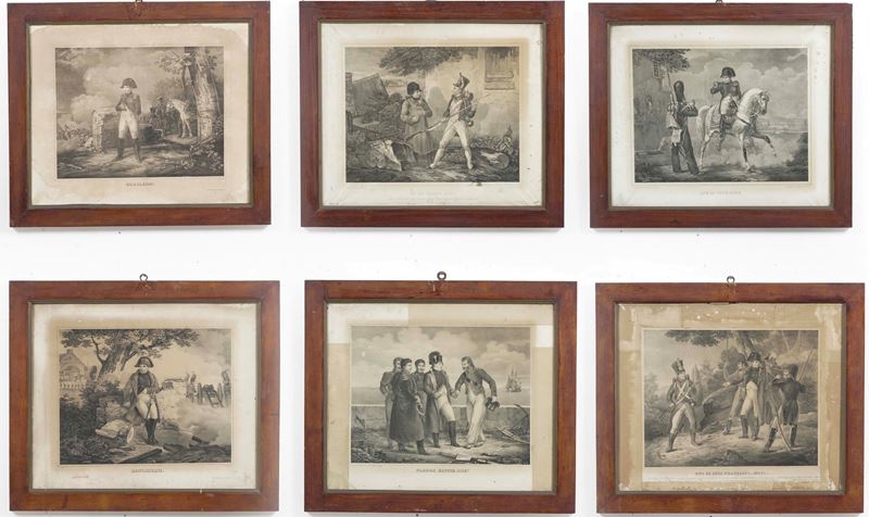 Sei stampe con scene napoleoniche. Francia XX secolo  - Asta Dimore Italiane TIME - Cambi Casa d'Aste