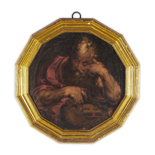 Scuola del XVII secolo San Gerolamo in meditazione