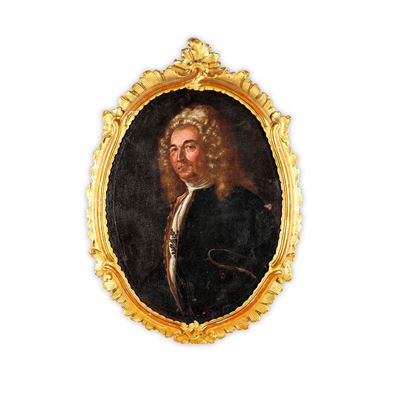 Scuola del XVIII secolo, Ritratto di gentiluomo in olio su tela ovale