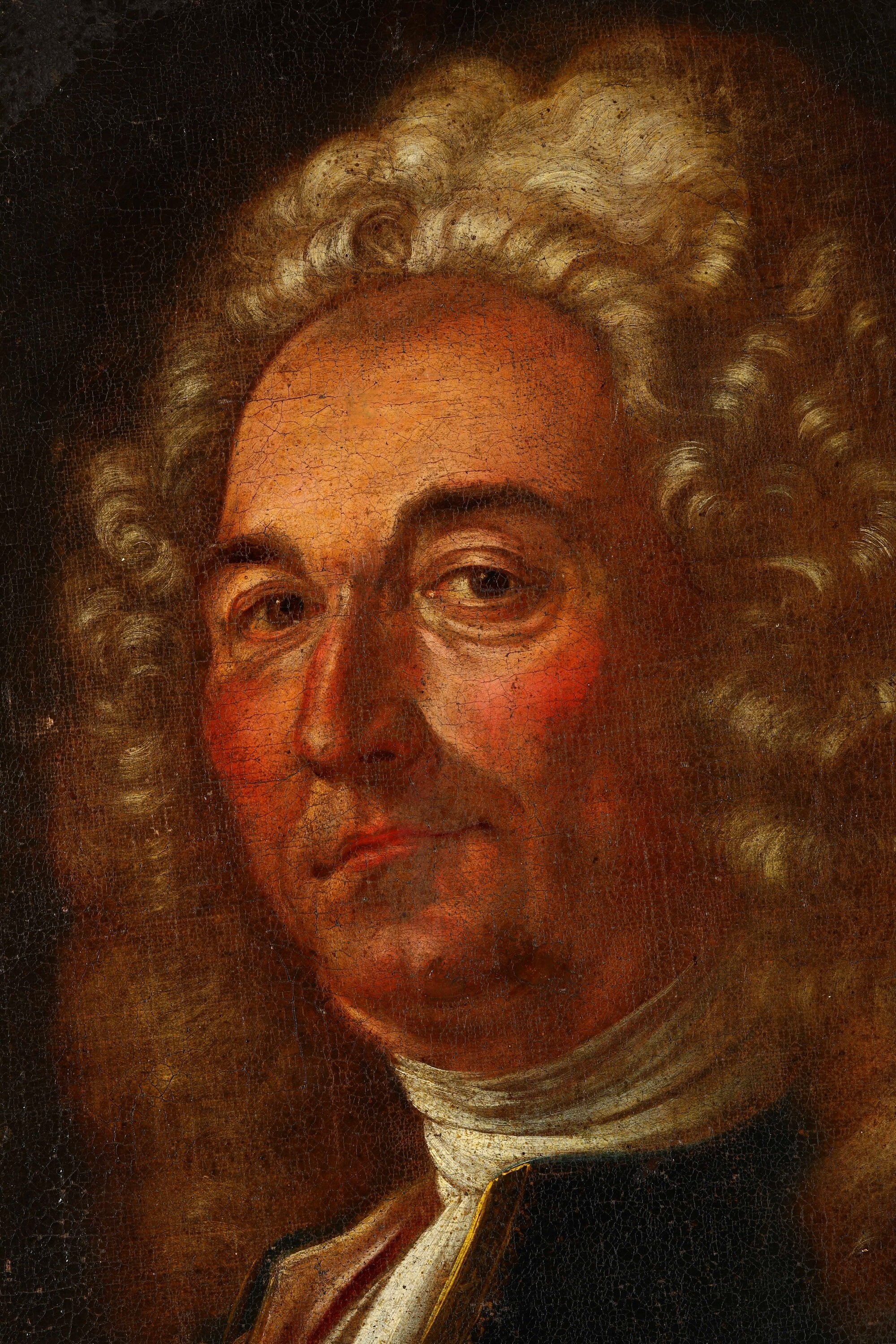 Scuola del XVIII secolo, Ritratto di gentiluomo in olio su tela ovale