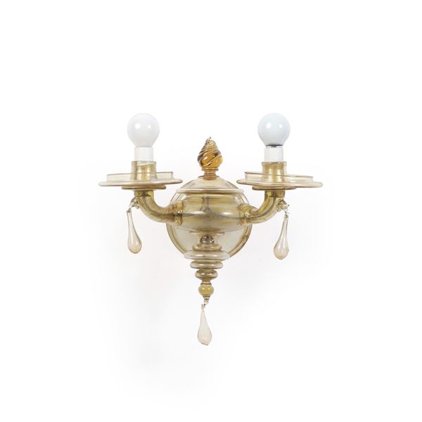 Applique a due luci in vetro. XX secolo