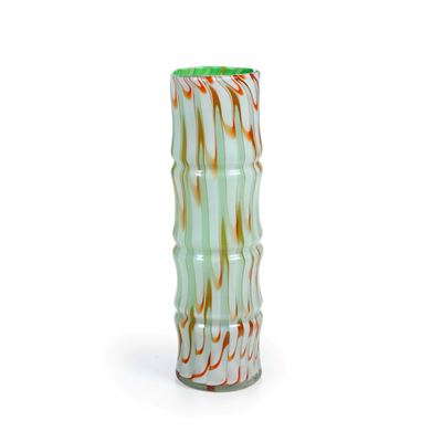 Vaso in Vetro Verde a Guisa di Bamboo