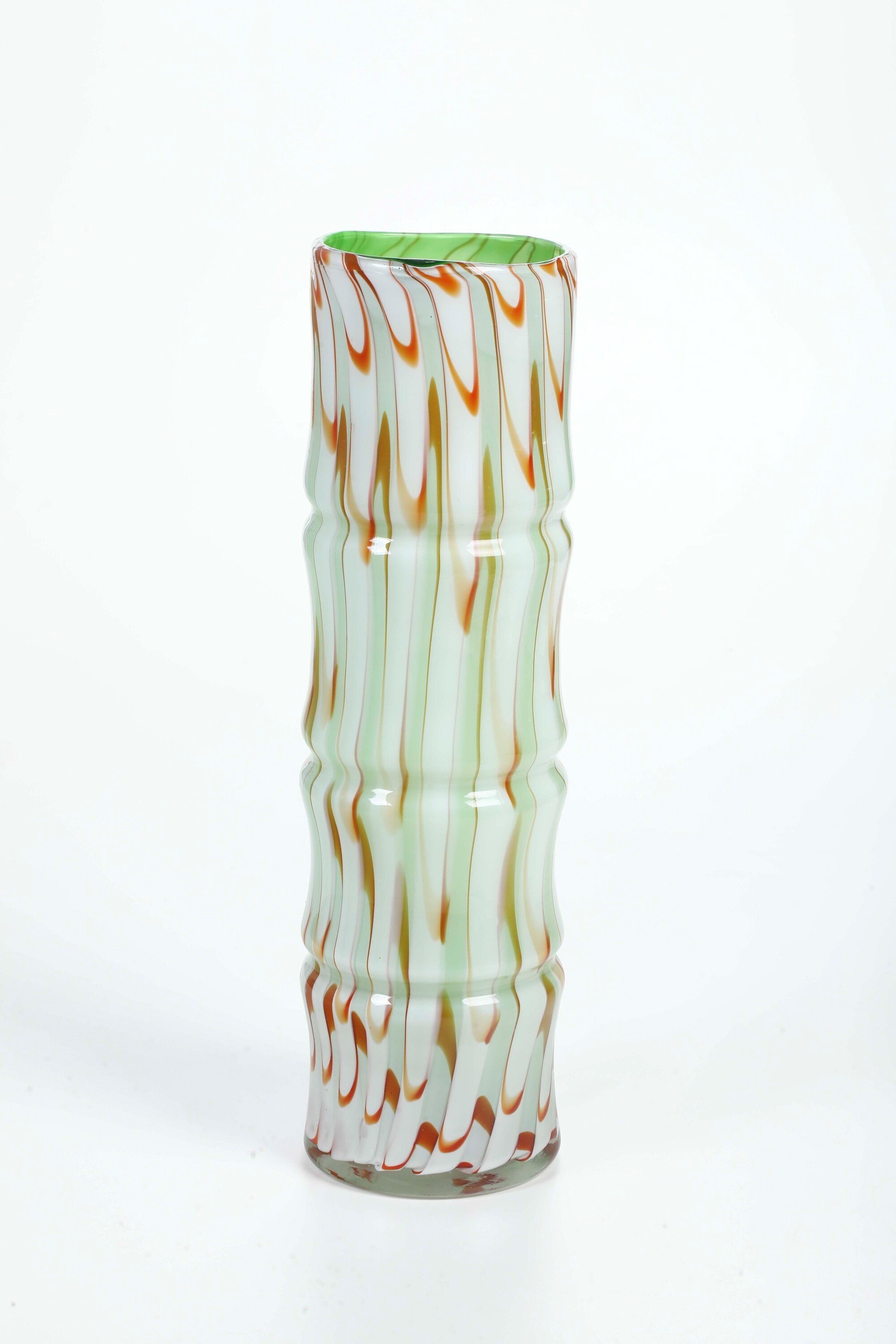 Vaso in Vetro Verde a Guisa di Bamboo