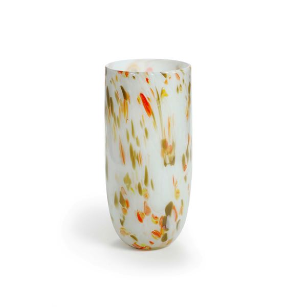 Vaso in vetro bianco a macchie
