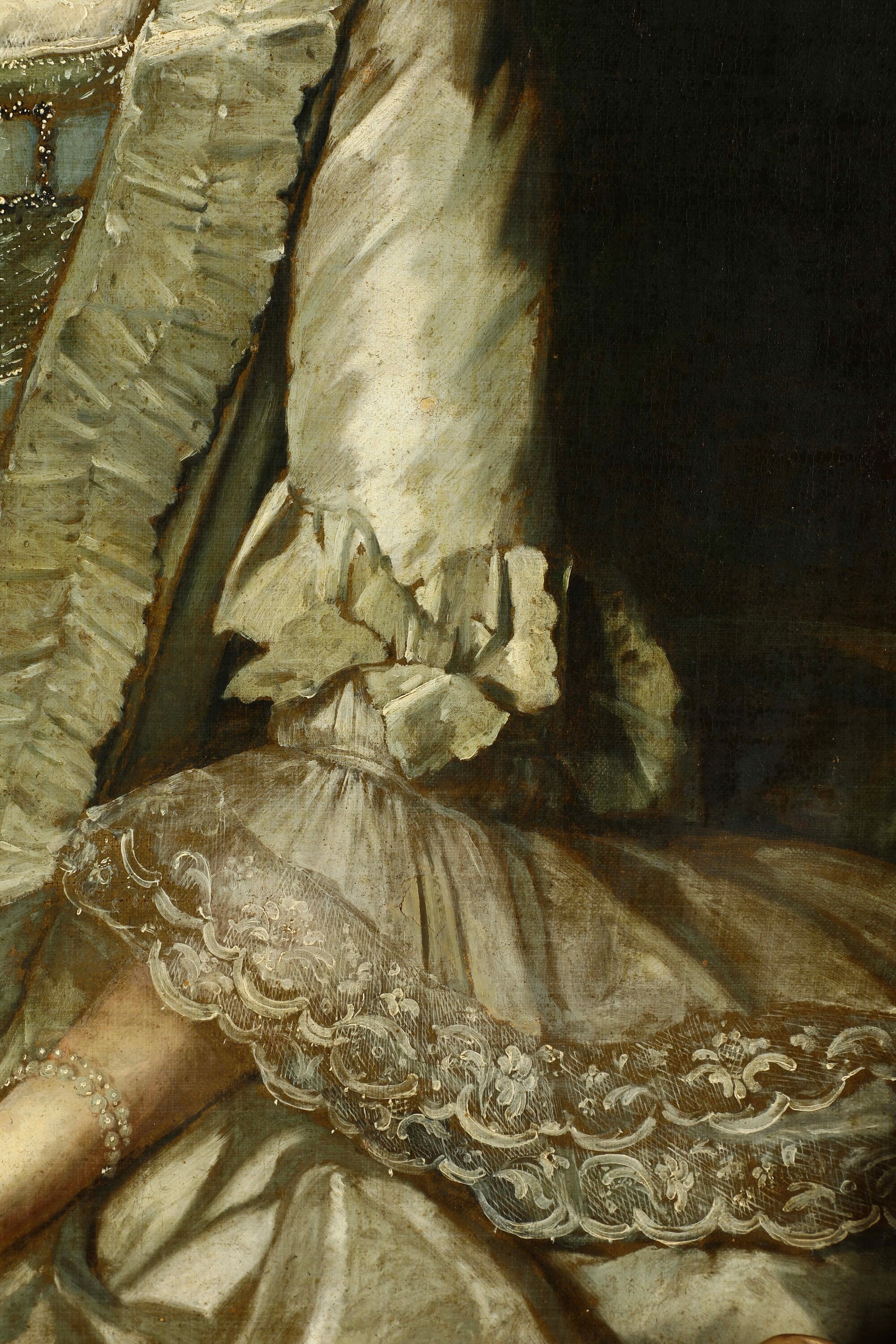 Scuola del XVIII secolo, Ritratto di dama con ventaglio, olio su tela
