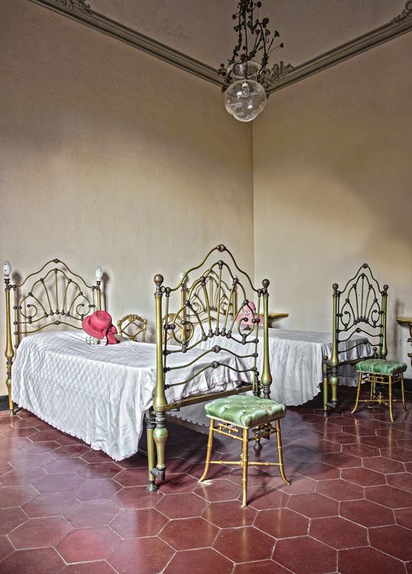 Coppia di letti in ottone