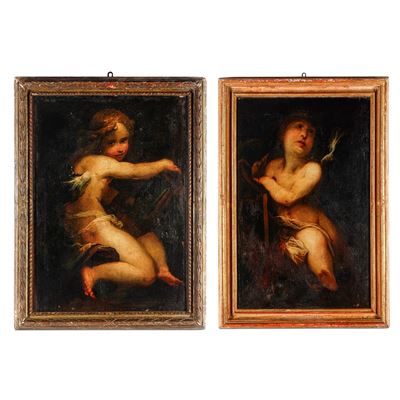 Figure di putti, olio su tela