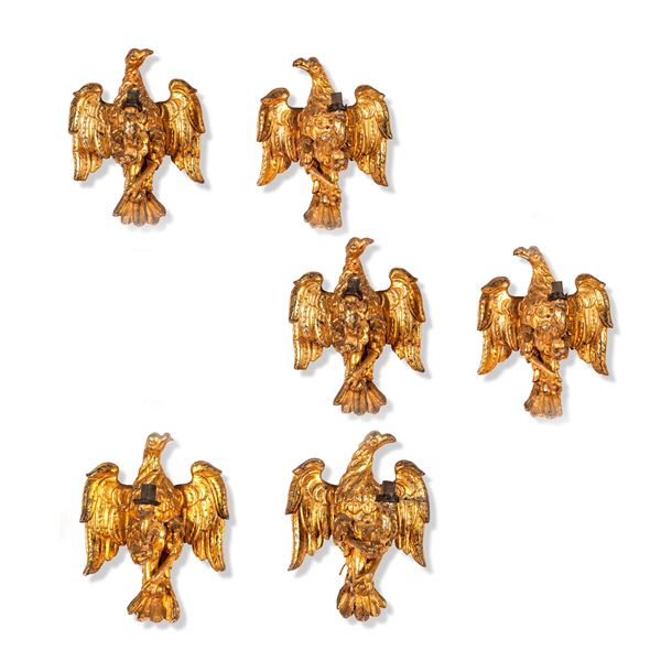 Gruppo di sei appliques. Piemonte, XVIII secolo