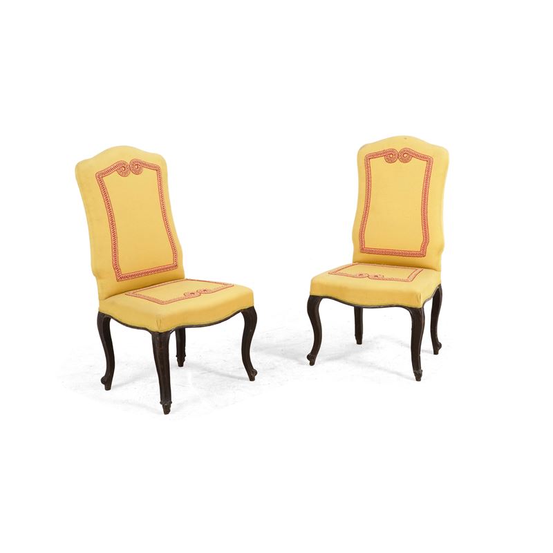 Gruppo di quattro sedie. Piemonte, XVIII secolo  - Asta Dimore Italiane - Cambi Casa d'Aste