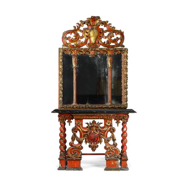 Console con specchiera. Elementi antichi