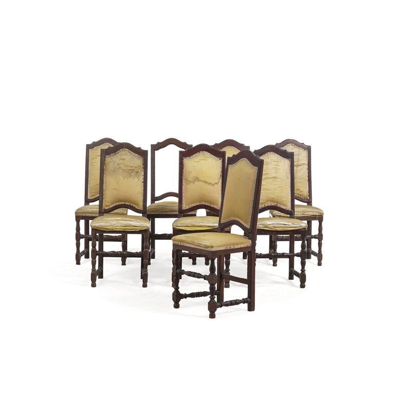 Otto sedie a rocchetto in stile seicentesco. XX secolo  - Auction Italian Mansions TIME - Cambi Casa d'Aste