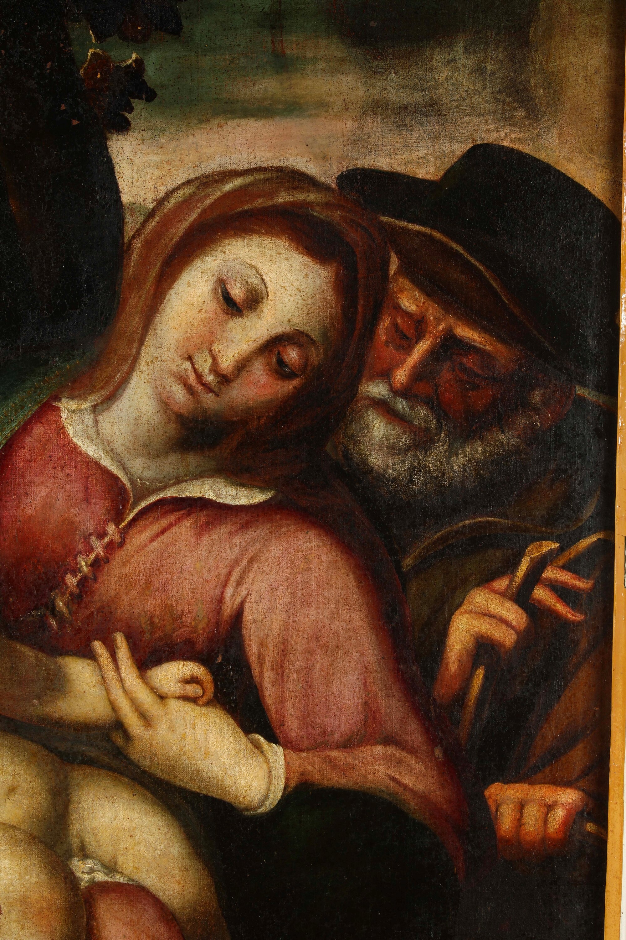 Scuola genovese del XVI secolo, Sacra Famiglia con angeli, olio su tela