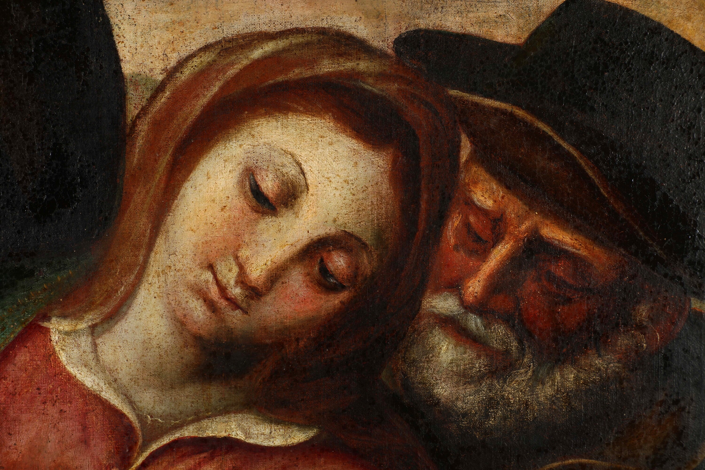 Scuola genovese del XVI secolo, Sacra Famiglia con angeli, olio su tela