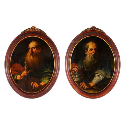 Figure di Santi, olio su tela ovale