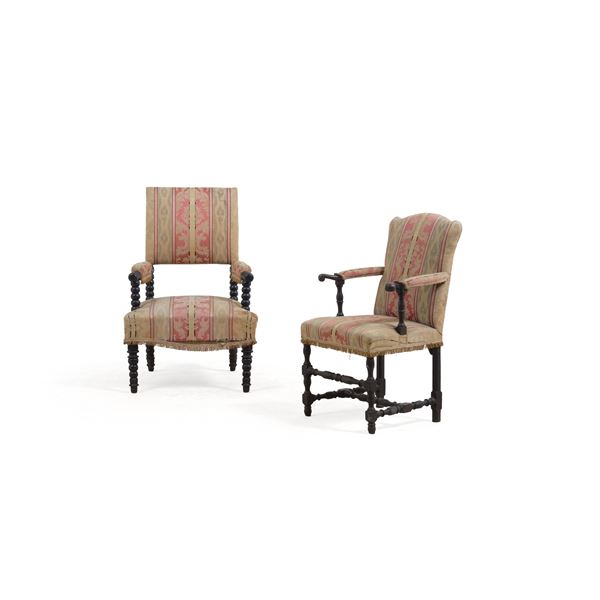 Due poltrone in legno tornito. Spagna XIX secolo