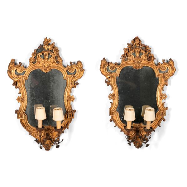 Coppia di specchiere a ventola. Torino, inizio XVIII secolo