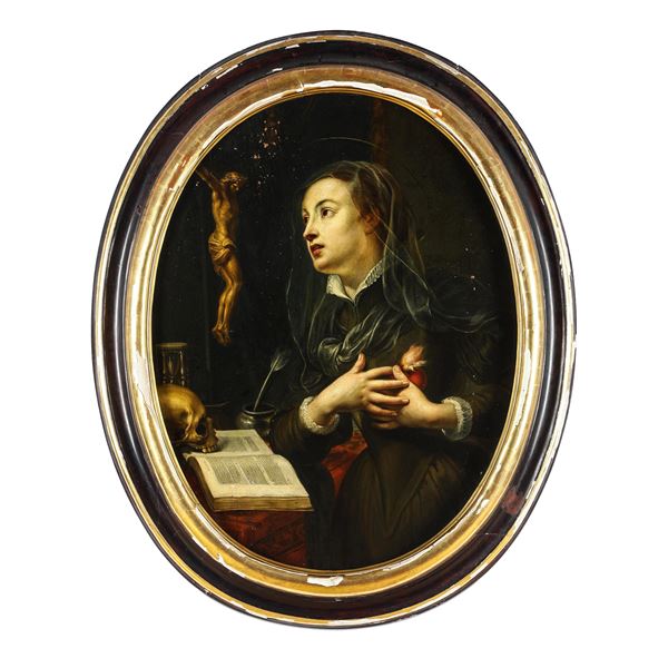 Scuola genovese del XVIII secolo Ritratto di santa Caterina Fieschi