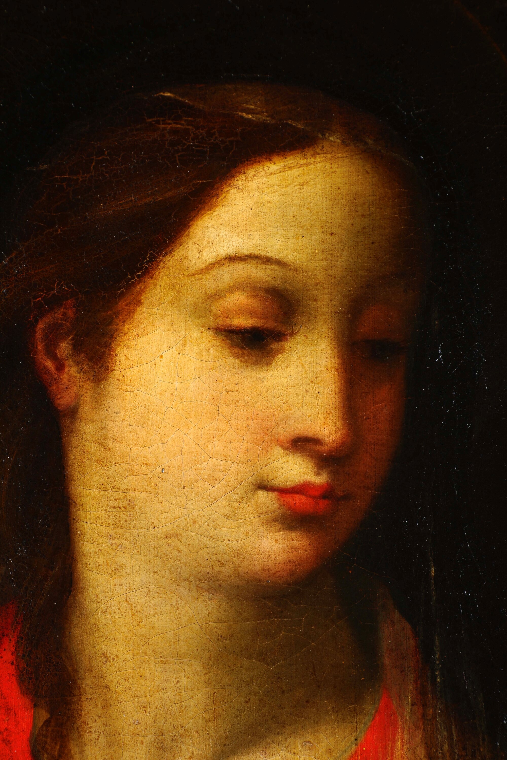 Scuola del XVII secolo, Sacra Famiglia con San Giovannino e santa monaca, olio su tela