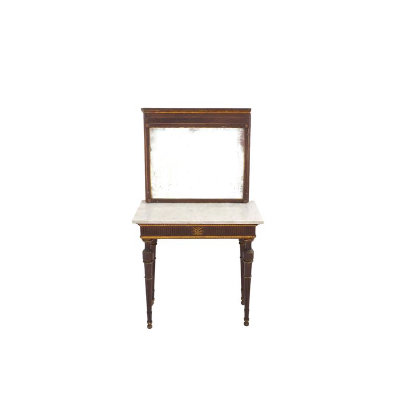 Console con specchiera in legno intagliato e dipinto. Veneto XVIII-XIX secolo  - Asta Dimore Italiane TIME - Cambi Casa d'Aste