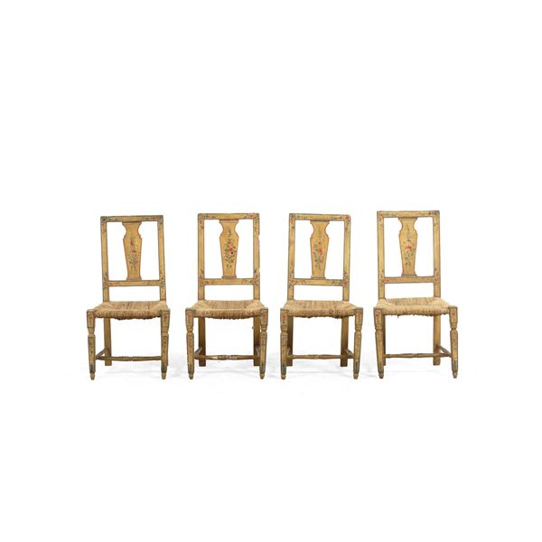Gruppo di quattro sedie in stile Luigi XVI. XIX secolo