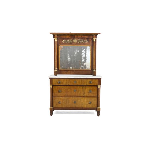 Cassettone con specchiera en suite Impero. XIX secolo