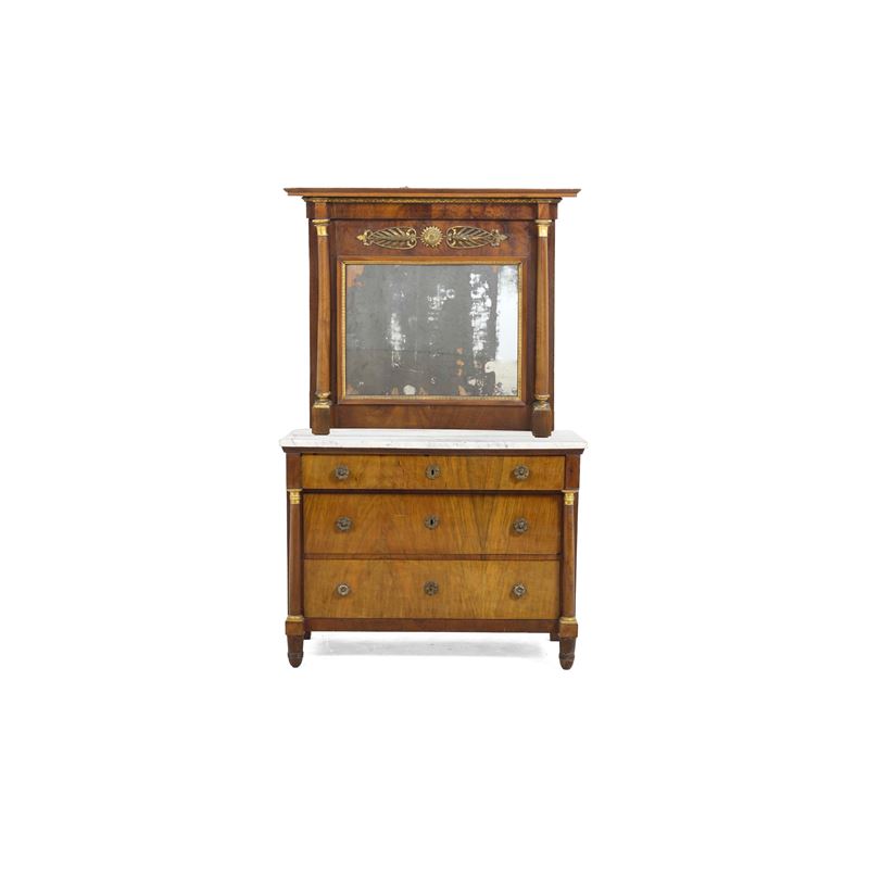 Cassettone con specchiera en suite Impero. XIX secolo  - Asta Dimore Italiane TIME - Cambi Casa d'Aste