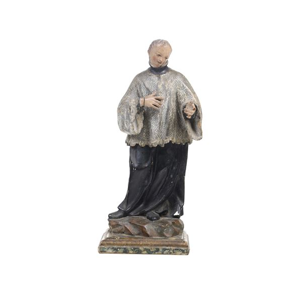 Scultura San Luigi in legno policromo, secolo XVIII