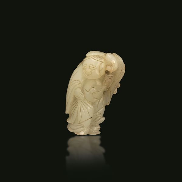 Figure depicting a person carved in white jade, China, Qing Dynasty, Qianlong period (1736–1796)