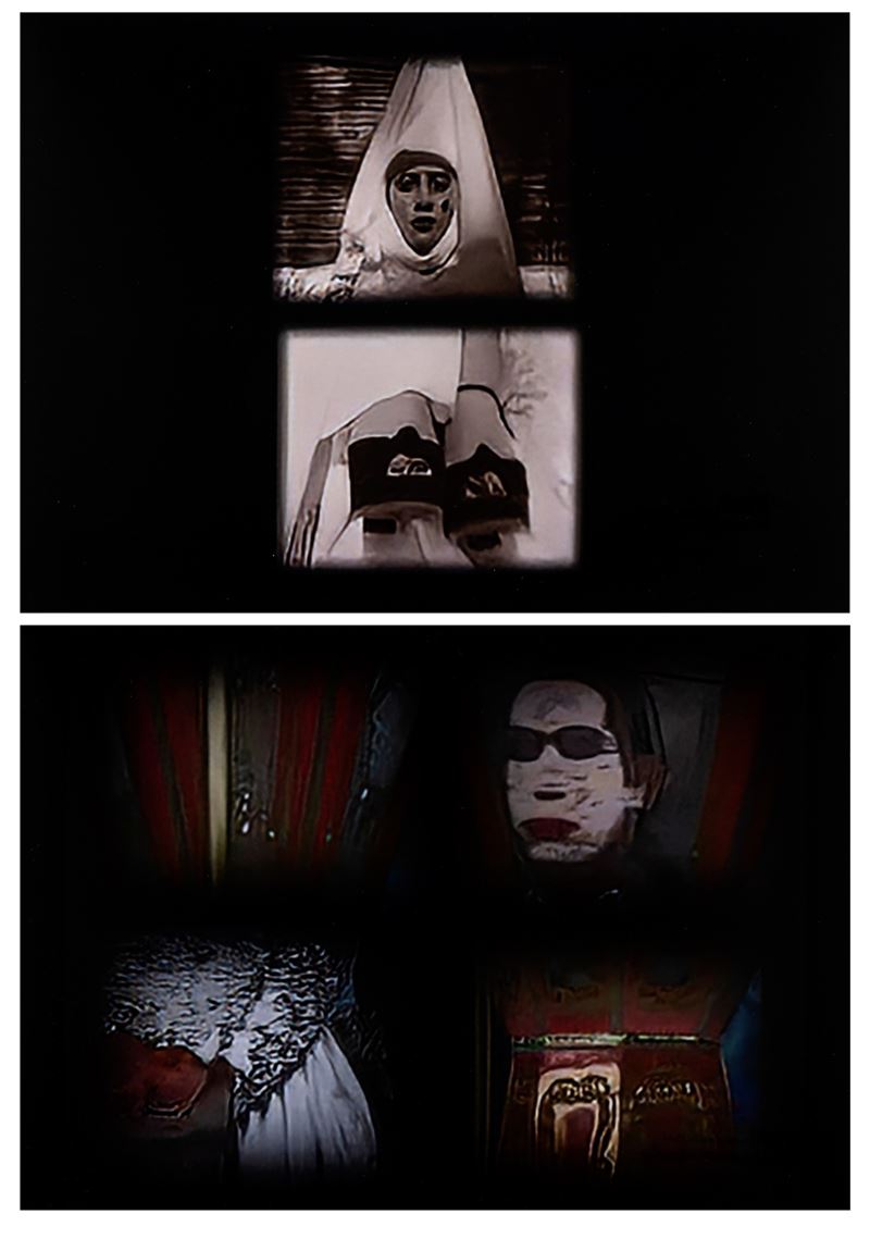 Lotto di due fotografie Senza titolo, still frame tratti da “6 Video Arts”