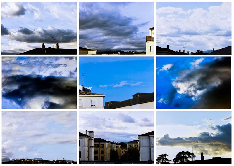 Polittico, lotto di nove fotografie Senza titolo, dalla serie "Clouds”