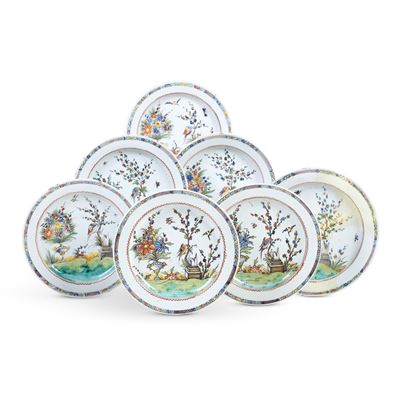 Manifattura dei conti Ferniani, Sei piatti, maiolica, terzo quarto del XVIII secolo