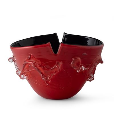 Vaso in vetro soffiato opalino a due colori, serie Cartocci (Murano, 2008)