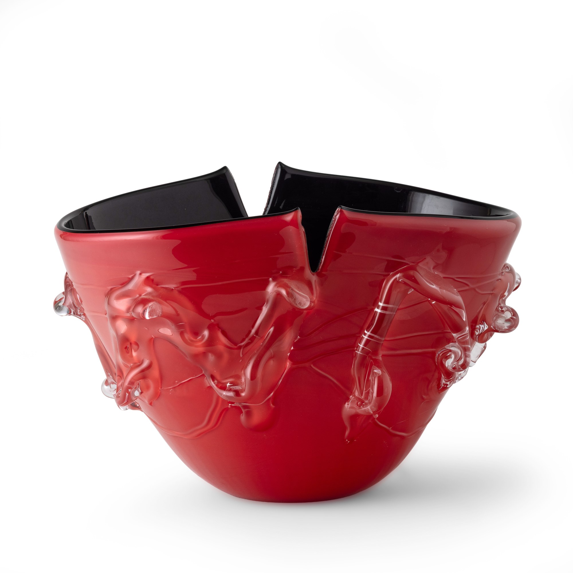 Toni Zuccheri - Vaso in vetro soffiato opalino a due colori, serie Cartocci (Murano, 2008)