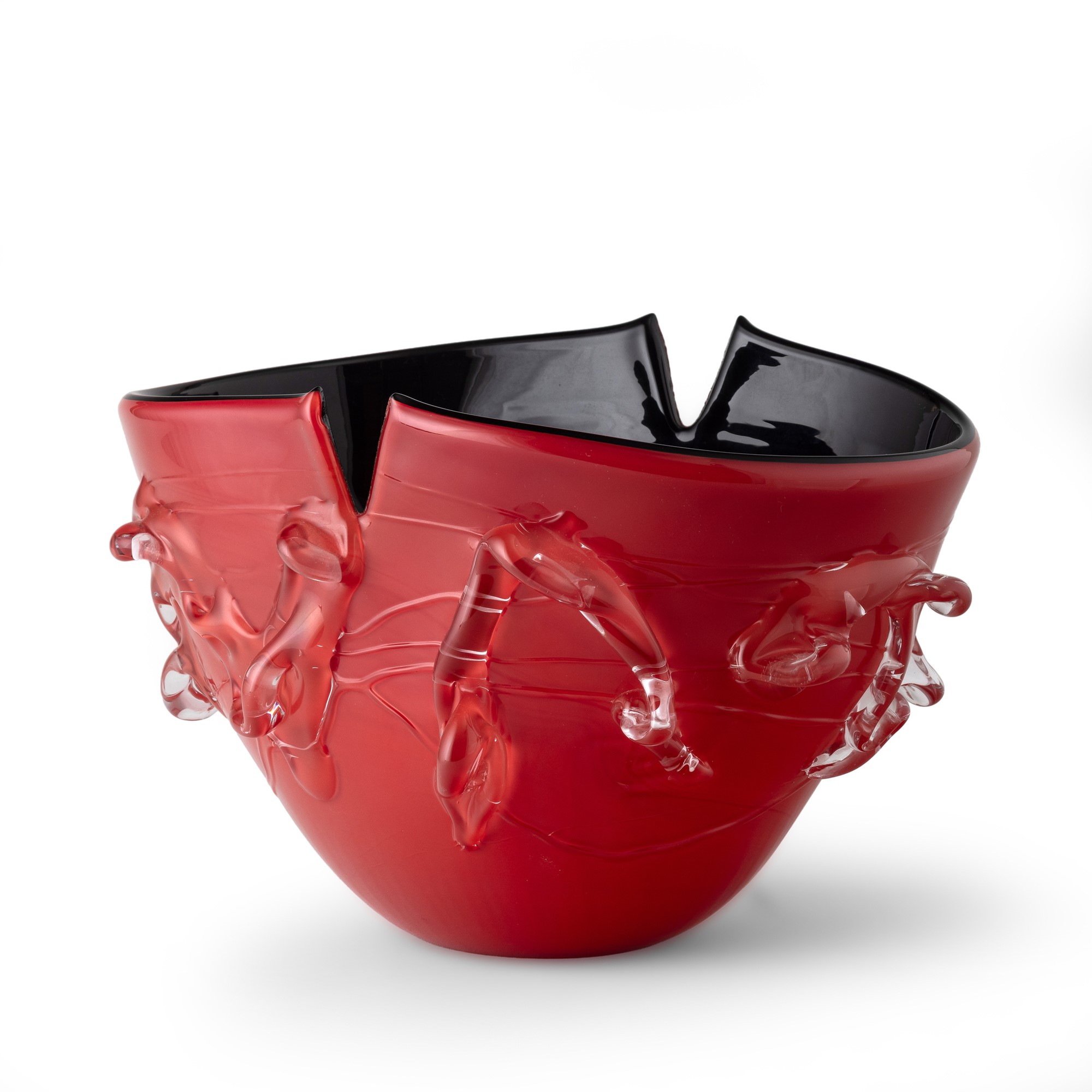 Toni Zuccheri - Vaso in vetro soffiato opalino a due colori, serie Cartocci (Murano, 2008)