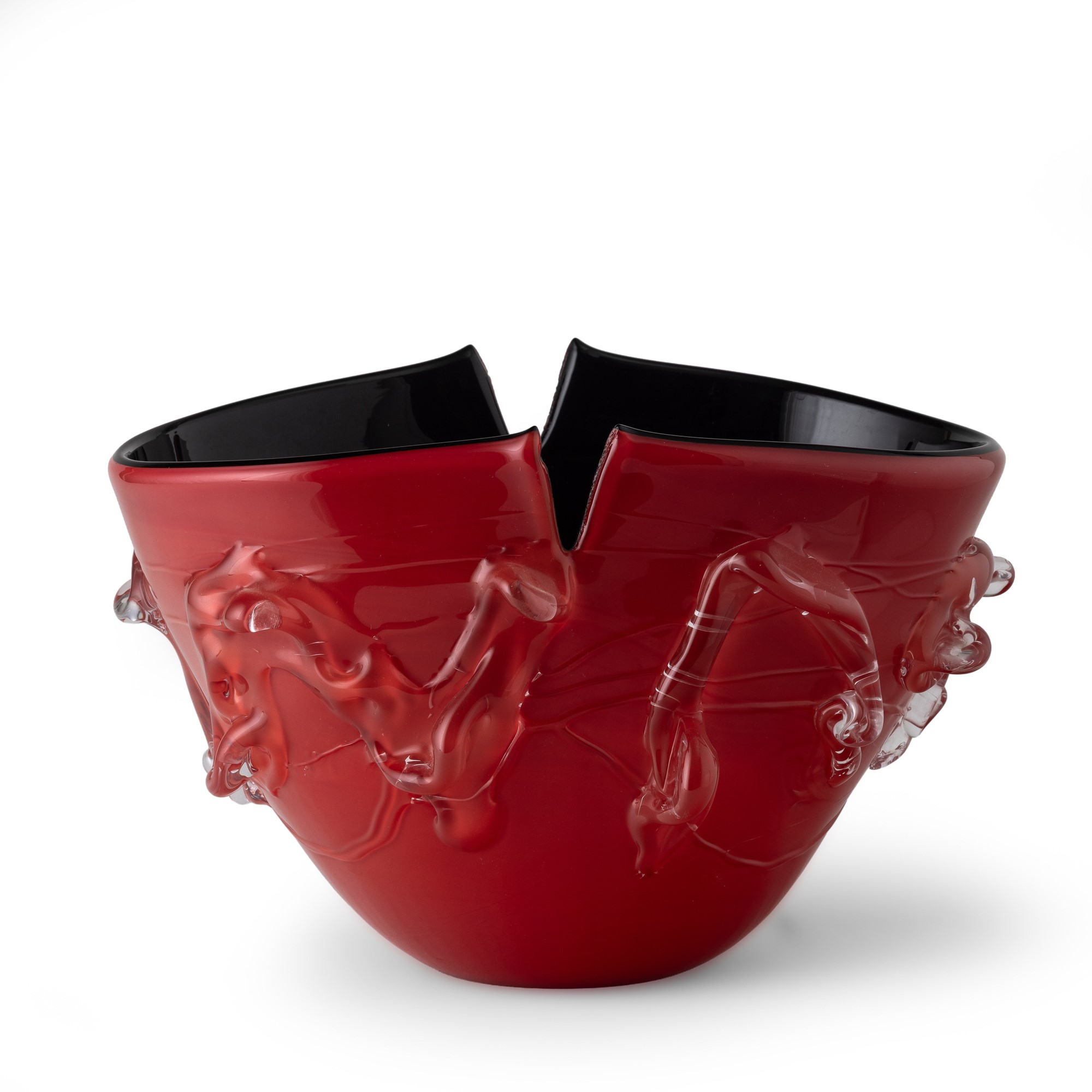 Toni Zuccheri - Vaso in vetro soffiato opalino a due colori, serie Cartocci (Murano, 2008)