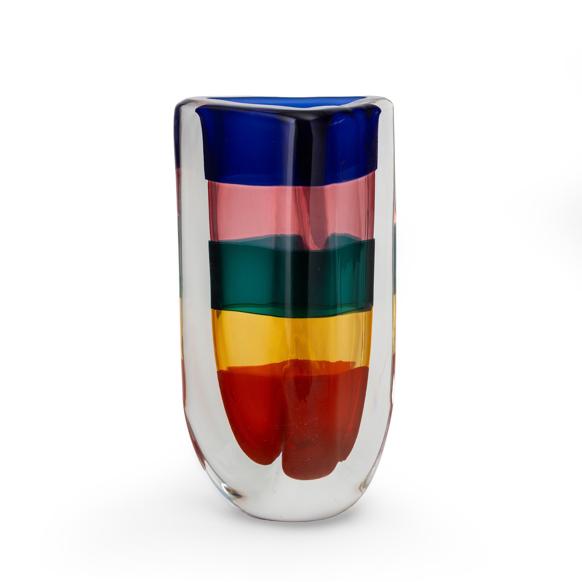 Fulvio Bianconi - Vaso Venini Murano 2003 con fascia policroma “Fasce Sommerse”