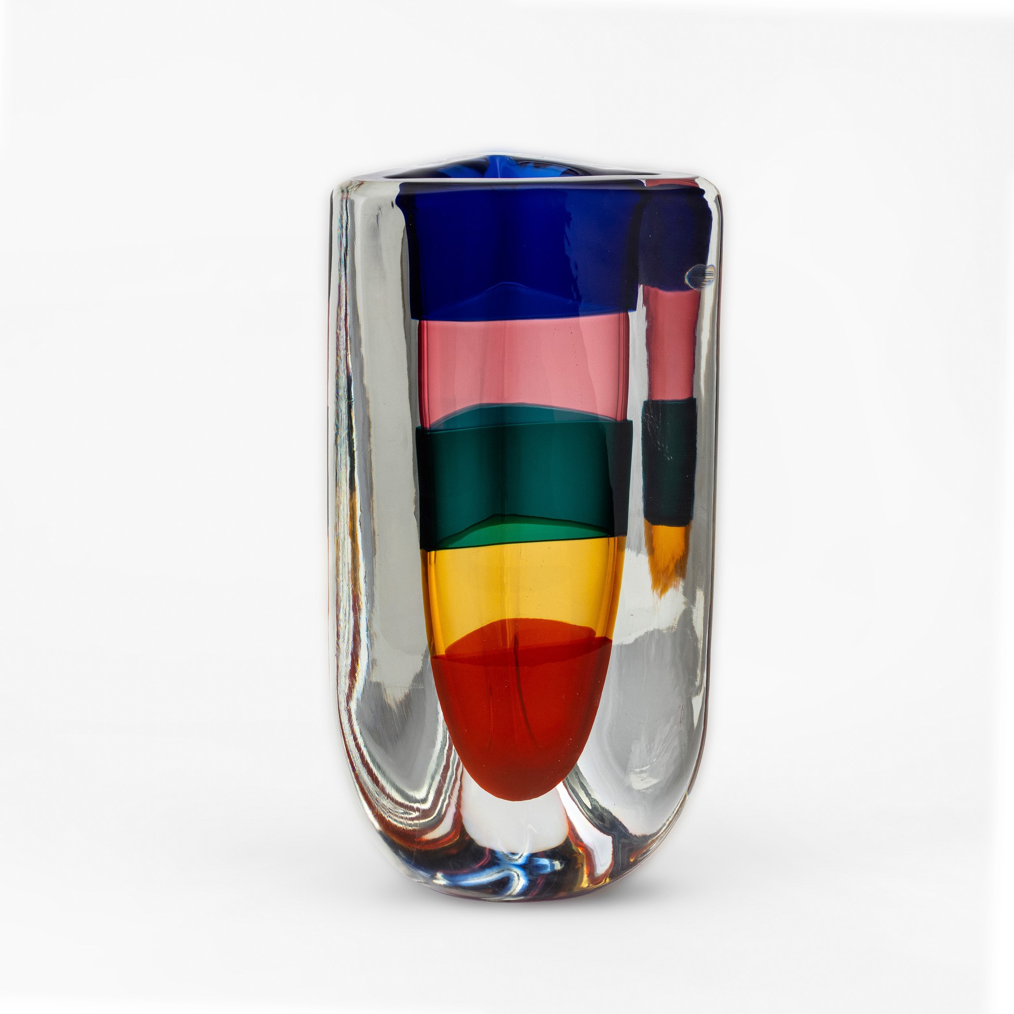 Fulvio Bianconi - Vaso Venini Murano 2003 con fascia policroma “Fasce Sommerse”