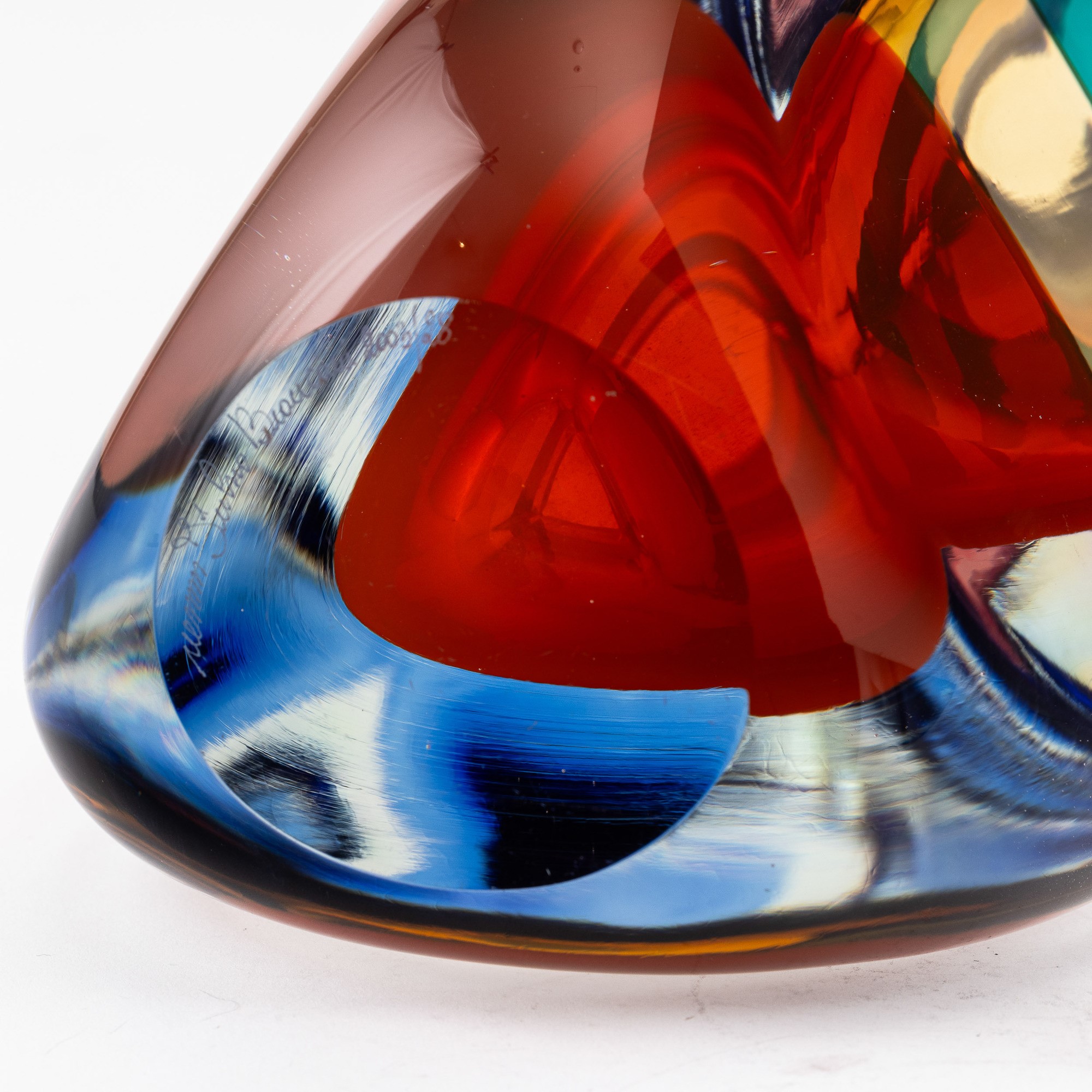 Fulvio Bianconi - Vaso Venini Murano 2003 con fascia policroma “Fasce Sommerse”