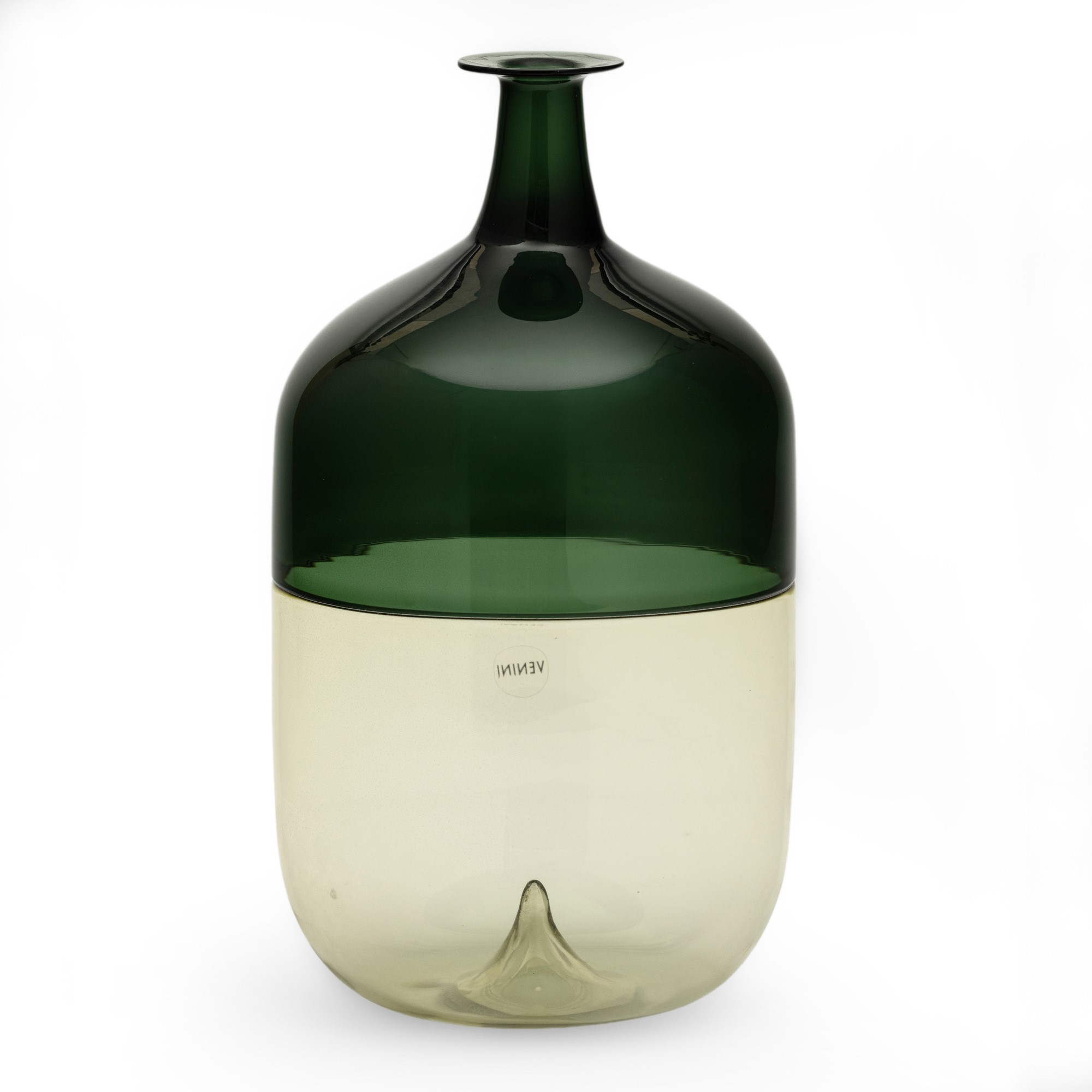 Tapio Wirkkala - Vaso a bottiglia «Bolle» in vetro soffiato pagliesco a incalmo