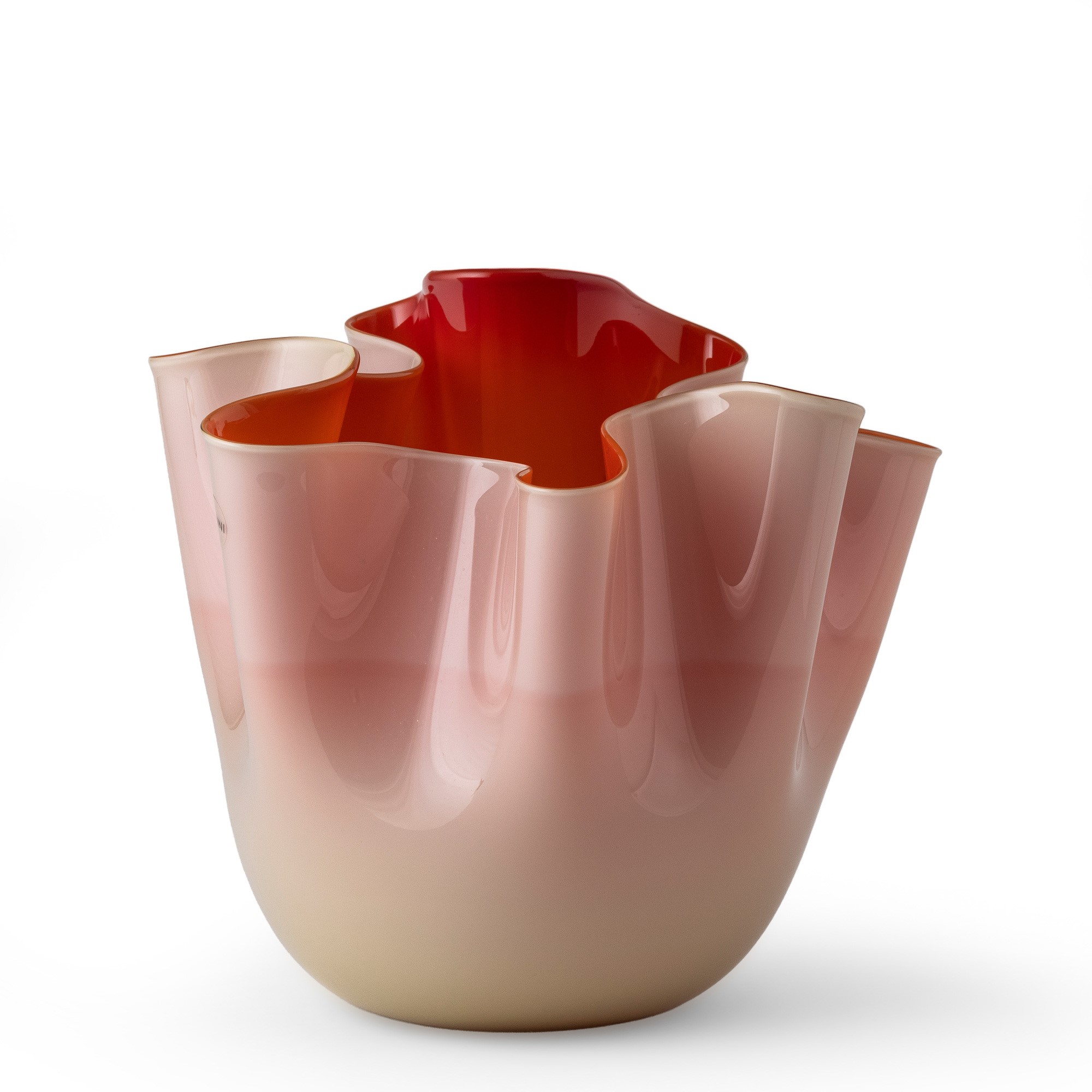 Venini, Vaso “a Fazzoletto” in vetro incamiciato a due colori, Murano 2006