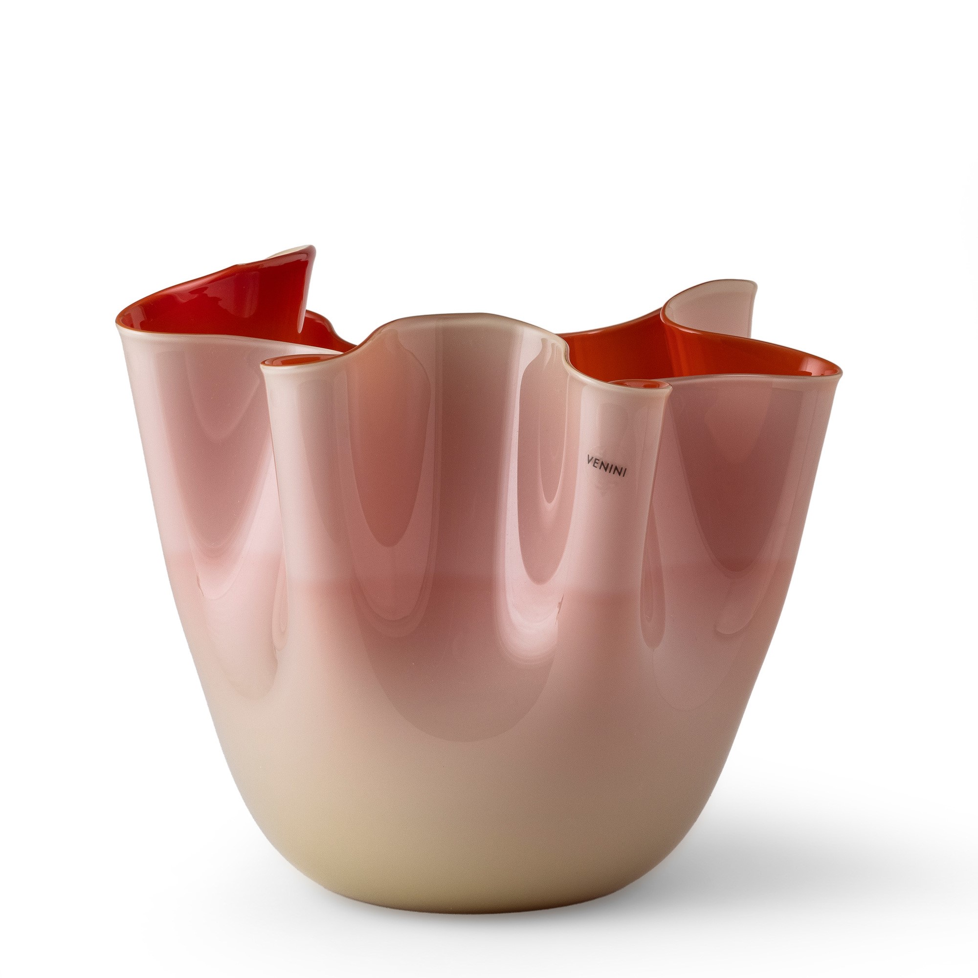 Venini, Vaso “a Fazzoletto” in vetro incamiciato a due colori, Murano 2006