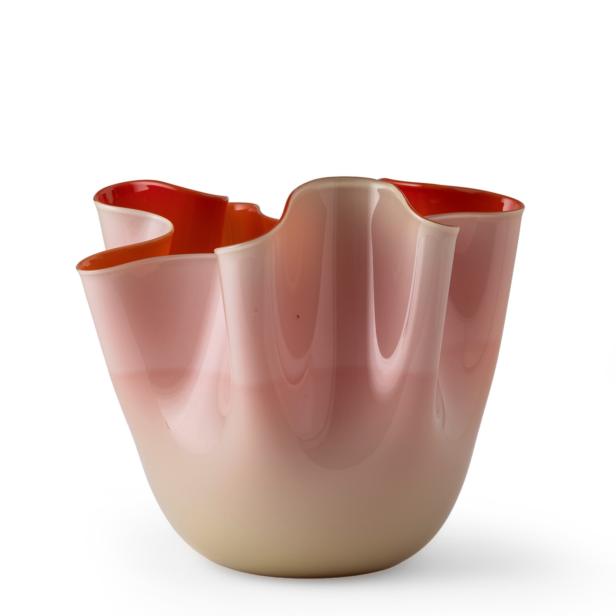 Venini, Vaso “a Fazzoletto” in vetro incamiciato a due colori, Murano 2006