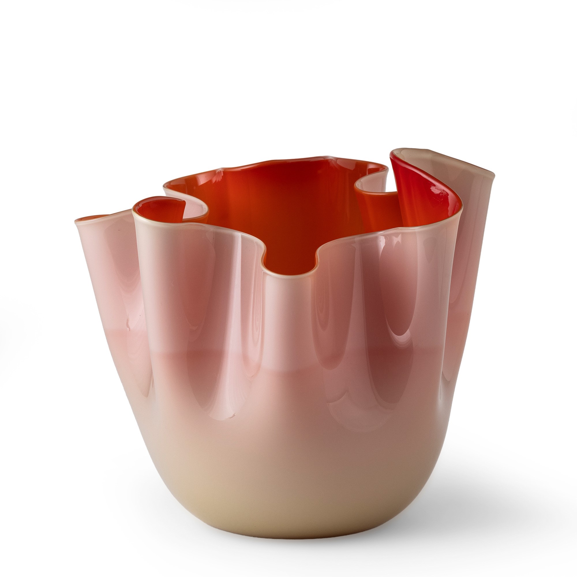 Venini, Vaso “a Fazzoletto” in vetro incamiciato a due colori, Murano 2006